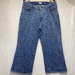 Good American Good Waist Palazzo Cropped High-Rise Wide Leg Jeans Women 15 Blue